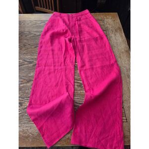 Reformation Vesta Pants Hot Pink High Waist Wide Leg Work Pants Linen Sz 2